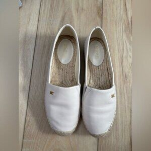 WORN ONCE-MICHEAL KORS-Kendrick Metallic Faux Pebbled Leather Espadrille